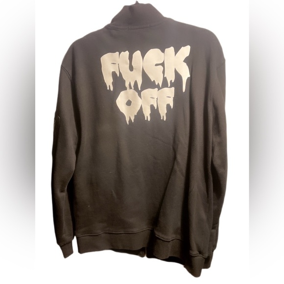 Vintage #BEENTRILl# Virgil Abloh streetwear black long sleeve zip up shirt XL - Picture 3 of 4